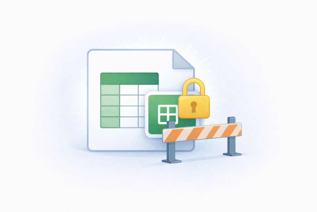 Excelのシート保護トラブルを解説する記事のアイキャッチ画像